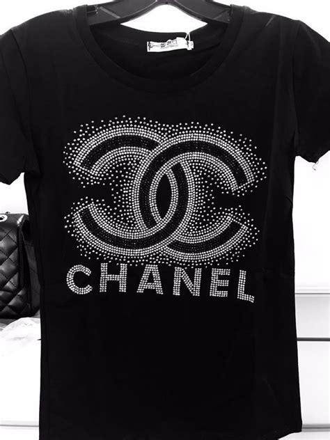 black chanel t shirt|embellished chanel t shirt.